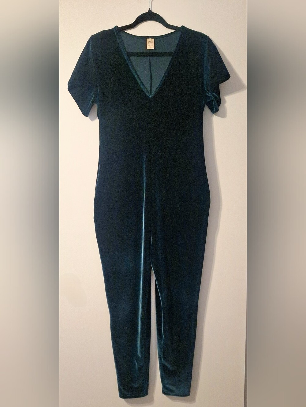 Smash + Tess Velvet Sunday Romper/ Jumpsuit in Deep Emerald Green